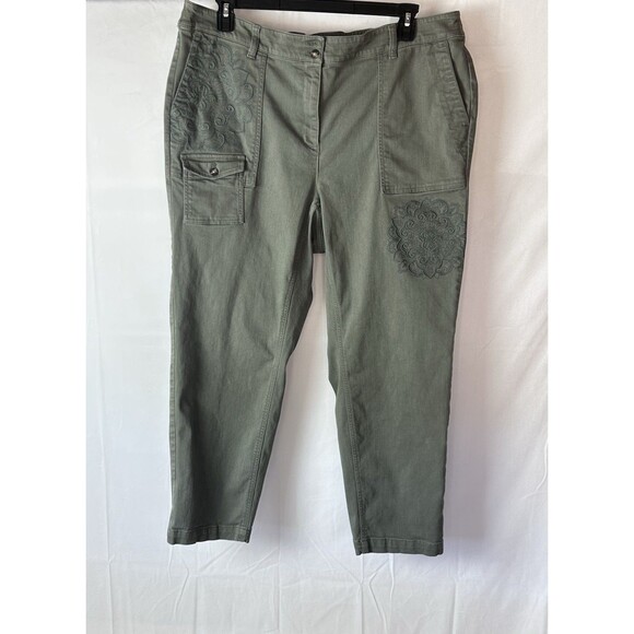 J. Jill Womens Size 22 Green Embroidered Pants‎ - Picture 1 of 10